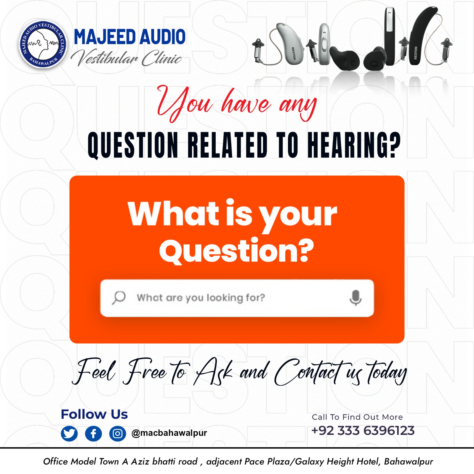 Hearing | hearing clinic in Bahawalpur, Majeed Audio Vestibular Clinic, hearing test Bahawalpur, best hearing aids, tinnitus management